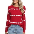 thumbnail image 2 of SYMOID Womens Red Heart Pattern Sweater - Long Sleeve Crew Neck, 100% Polyester Cozy Relaxed Fit for Fall Winter & Valentine’s Day,Size L, 2 of 4