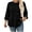 Black, variant on Women's Plus Size Grid Waffle Knit Tunic Top, Crew Neck 3/4 Sleeve Curved Hem Relaxed Fit Casual Blouse