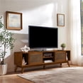 thumbnail image 3 of LKTART Mid Century Modern Rattan TV Stand for 65 Inch TV,59" Boho Media Console with Sliding Doors & Open Shelves,Solid Wood Legs for Living Room,Light Walnut, 3 of 8