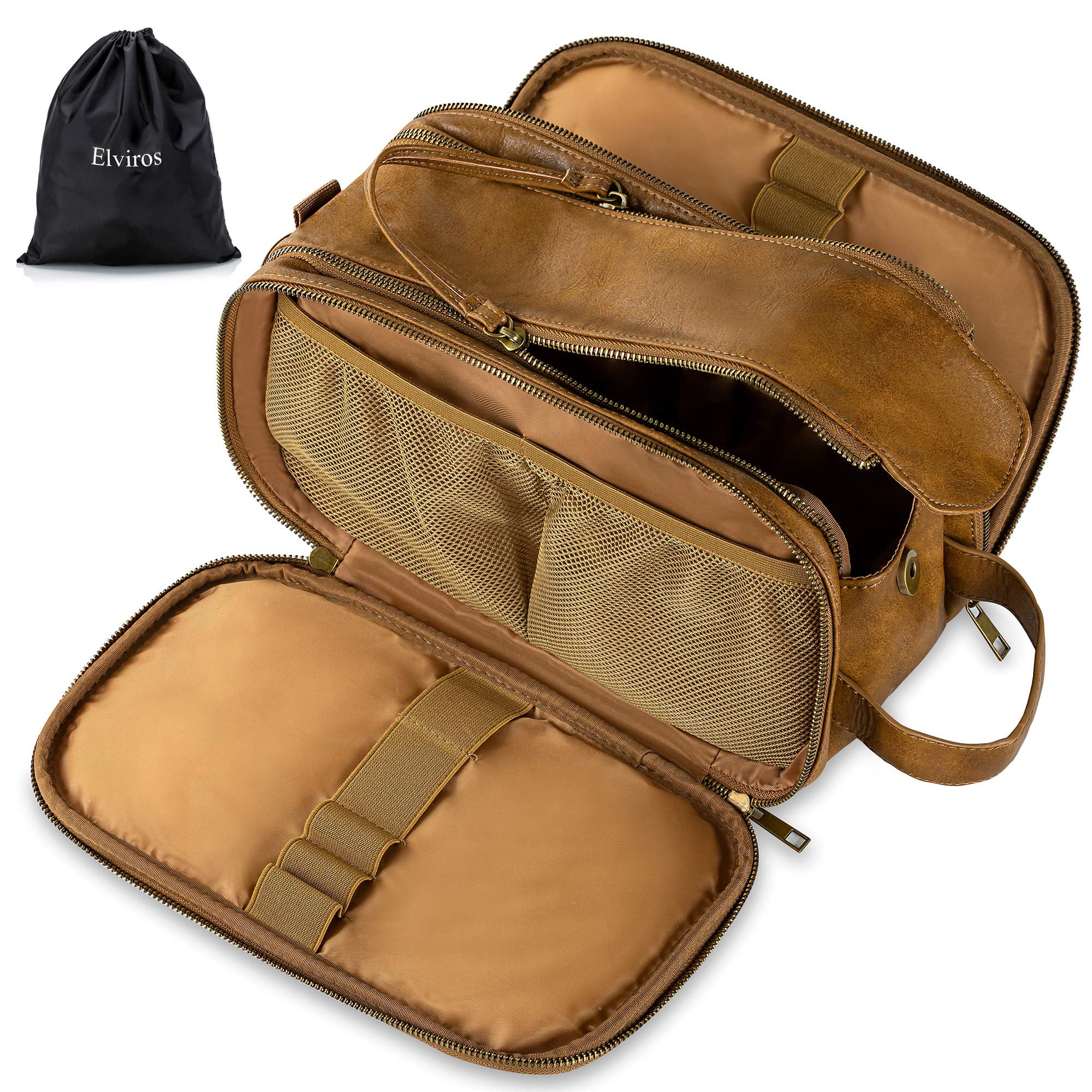 Polare Original Polare Toiletry Bag Full Grain Leather Shaving Kit Dopp Kit Travel Case Wash Bag with YKK Zippers