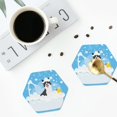 thumbnail image 5 of Kll Hexagon Drink Coasters Set Of 4,Pu Leather Absorbent Coasters Set Decorative Coffee Cup Coasters Housewarming Gift For Home Decor-Collie In Bathtub, 5 of 9