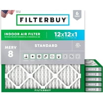 Filterbuy 12x12x1 MERV 8 Dust Defense, Pleated HVAC AC Furnace Air Filters (6-Pack)