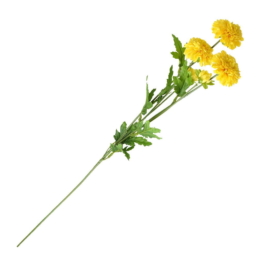 Artificial PomPom Mum Spray, Yellow, 27Inch
