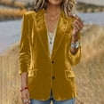 thumbnail image 2 of Cropped Jacket Sevevn Women's Velvet Blazer Jacket Lapel Long Sleeve V Neck Suit Coat, 2 of 8