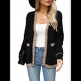 thumbnail image 3 of Suéteres Tipo Cárdigan para Mujer, de Punto, de Larga, con Botones y Bolsillos, para Otoño e Invierno Negro S, 3 of 10