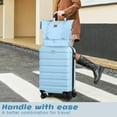 thumbnail image 2 of 3 Pieces Luggage Sets(20"carry on+bags),PC+ABS Hardshell Lightweight Suitcase with TSA Lock,LightBlue, 2 of 11