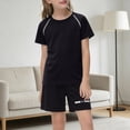 thumbnail image 5 of Toddler Boy Outfits Athletic Solid Print Short Sleeve Crew Neck T-Shirt Top And Shorts 2 Piece Daily Wear Boys' Clothing Sets Size 3-4 Years, 5 of 9