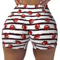 thumbnail image 2 of Fotbe Ladybugs on Black and White Striped1 Shorts Sin Costuras – Shorts Deportivos de Cintura Alta para Mujer, Elásticos para Gimnasio, Yoga, Running o Ciclismo-XX-Large, 2 of 8