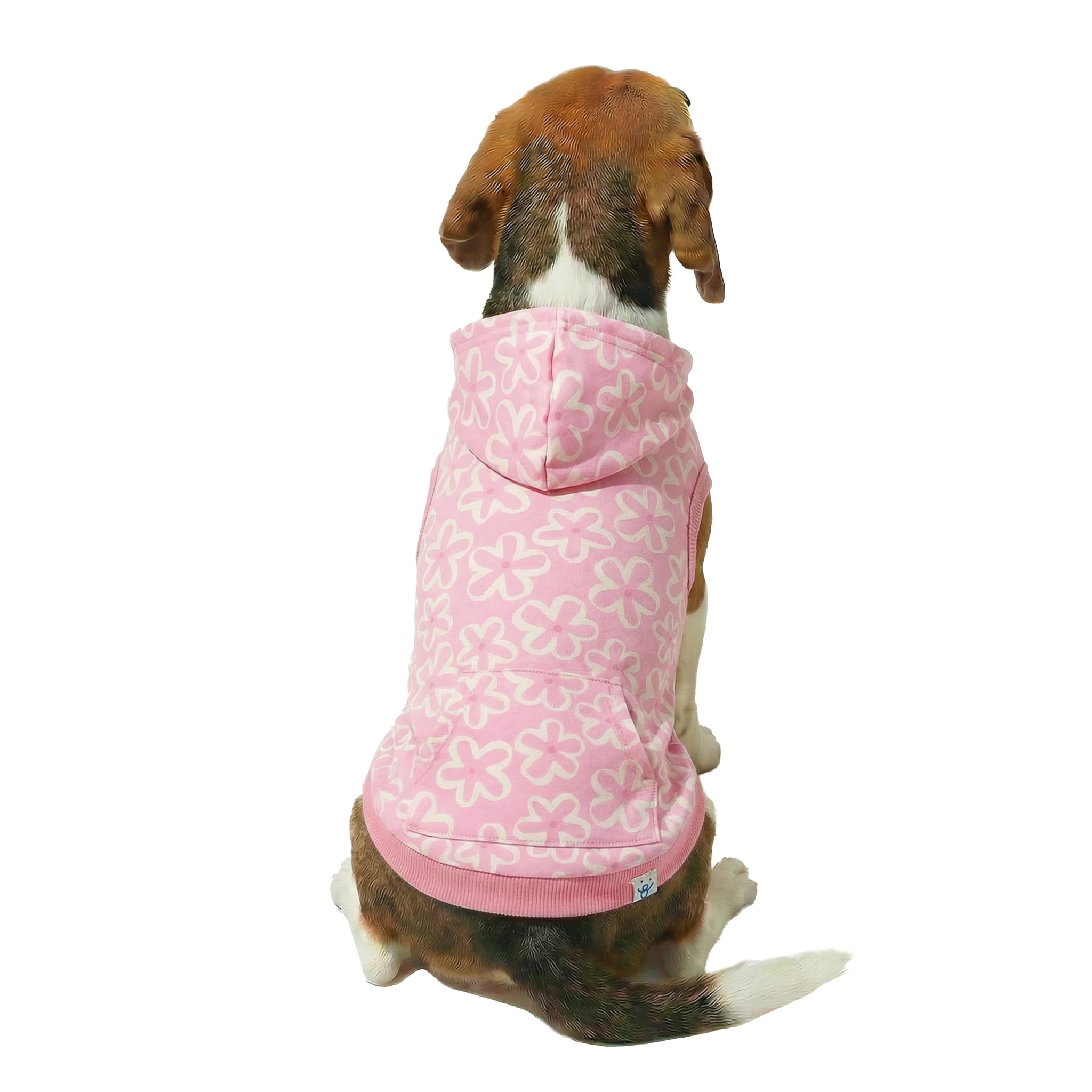 Oodles Pink Tropical Blooms Floral Spring Dog Hoodie, Medium