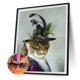 thumbnail image 1 of Cuadros Decorativos 5D DIY diamante pintura gato en sombrero de copa completo taladro redondo decoración de pared (A2043) Tmvgtek embutido en tela, 1 of 9