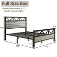 thumbnail image 6 of 4 EVER WINNER Full Size Bed Frame, Rustic Metal Bed Frame with 51" Wood Headboard, 12.2" Under-bed Storage Space, Gray, 6 of 7