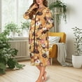 thumbnail image 2 of FKELYI Chocolate Donut Cake Print Women Zip Up Robe Nightgowns Comfy House Coats Full Length Sleepwear House Dress with Pockets Fall Winter Long Sleeve Bathrobe, 2XL, 2 of 6