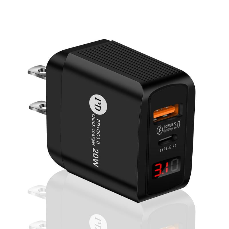 Chargeur de Charge Rapide a Deux Ports pour Telephone Portable PD 20W QC 3.0 Walmart
