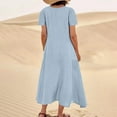 thumbnail image 3 of JUNWELL Caftan Ample Robe Longue pour Femmes Grande Taille Robe en Lin Été Décontractée Sans Manches Col Ras du Cou Poches Robe Maxi, 3 of 6