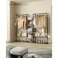 thumbnail image 1 of SONGMICS HOME Clothes Rack, Open Wardrobe, Freestanding Closet, Heavy-Duty Garment Rack, 6 Storage Shelves, 2 Hanging Rails, Matchstick-Shaped Hooks, Natural Walnut and Ink Black, 1 of 6