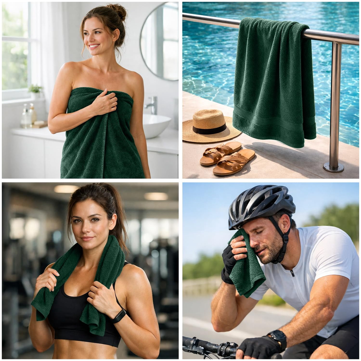 Dan River 8 Piece Towel Set Soft Quick Drying Cotton Bath Towel For Gym, Spa and Bathroom - Hunter green