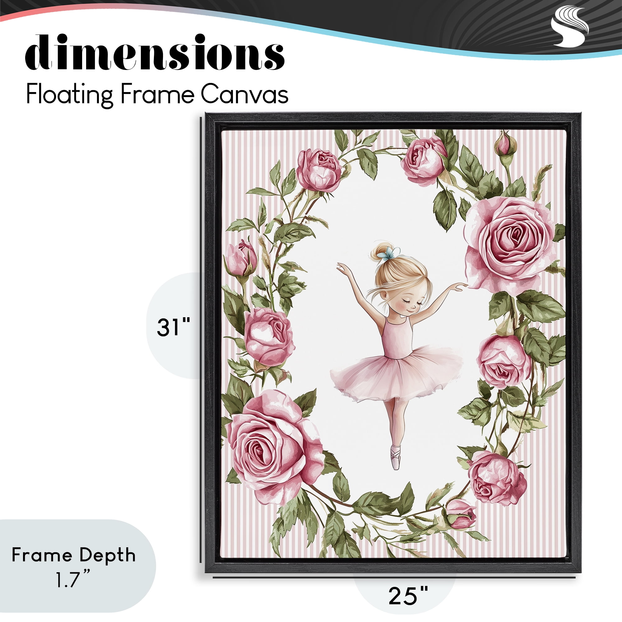 Stupell Industries Little Rose Dance Black Framed Floater Canvas Wall Art, design by Christine Simpson Art