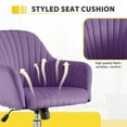thumbnail image 5 of JONPONY Home Office Desk Chair, Velvet Vanity Chair with Back and Wheels, 360 Swivel, Height Adjustable, Armless Design, Rolling Chair for Vanity Room, Makeup Room, Bedroom, Classroom, PURPLE, 5 of 9