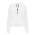 thumbnail image 4 of IROINNID Deals Hoodie for Women Solid Casual Pullover Loose Long Sleeve Fall Classic Tops with Zipper Pocket,White, 4 of 6