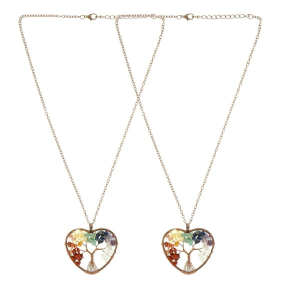 2pcs Natural Stone Tree Necklaces Creative Pendant Jewelries for Women Girls