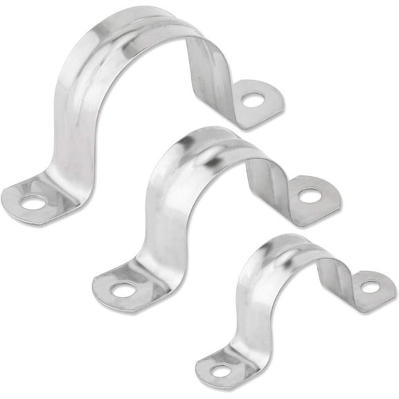 25pcs M50 Stainless Steel Rigid Pipe Strap for 2 Inch Hose OD, 2 Holes Cable U Bracket Clamp Hanger Tube Strap Tension Clips