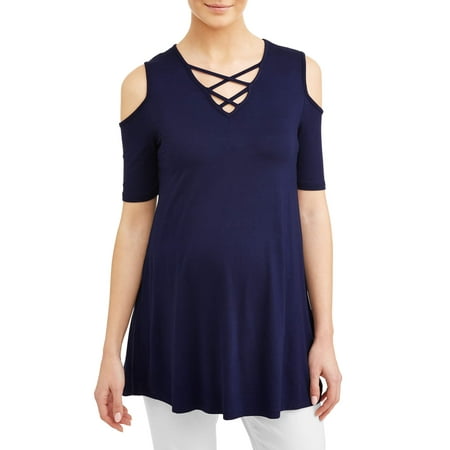 Oh! MammaMaternity cold shoulder criss cross front top - available in plus