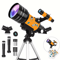 70mm Aperture Refractor Telescope for Kids & Adults, 300mm Astronomy Telescope for Beginners, Portable Travel Telescope with Tripod & DIY Stickers