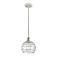 thumbnail image 2 of Innovations Lighting  Ballston Athens Deco Swirl - 1 Light 8" Cord Hung Mini Pendant White and Polished Chrome, 2 of 5