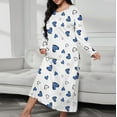 thumbnail image 4 of Jalioing Pajamas Nightdress for Women Plus Size Pullover Nightgown Heart Printed Long Sleeve Sleepwear Dress (4X-Large, Blue), 4 of 4