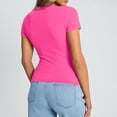 thumbnail image 7 of Pxiakgy Womens Crew Neck Basic Short Sleeve T Shirt Crop T Shirt Girls Summer Pullover Top Thin Round Neck Short Sleeves Slim Fit Tees 2025 Fall Y2K Going Out Crop Tops Cute Tight Shirts F L, 7 of 7