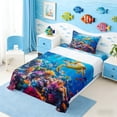 thumbnail image 3 of Manfei Sea Turtle Twin Sheet Sets for Kids Boys and Girls, Colorful Coral Bedding 3 Pieces, 1 Flat Sheet, 1 Fitted Sheet and 1 Pillowcase, 3 of 6