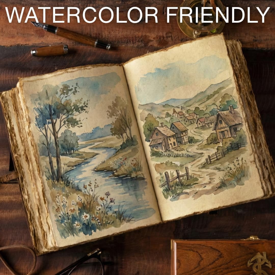 NomadCraftsCo Vintage Leather Journal Tree of Life - Antique Paper Sketchbook for Drawing Writing