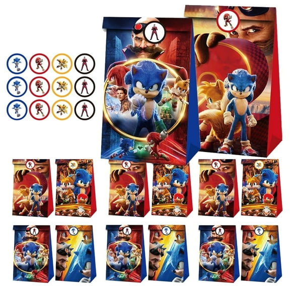 24 PCS Sonic Gift Bags Party Flavors Bags Super Sonic Favor Bags Sonic Goodie Bags Birthday Party Gift Bags