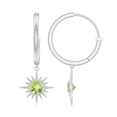 thumbnail image 2 of Rosec Jewels Sunburst Hoop Drop Earrings with Peridot for Women - August Birthstone Earrings, 10K White Gold, 2 of 7