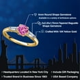 thumbnail image 2 of Gem Stone King 10K Yellow Gold Pink Created Sapphire and Lab Grown Diamond Engagement Ring for Women | 1.30 Cttw | Round 6MM | Gemstone September Birthstone | Size 8, 2 of 6