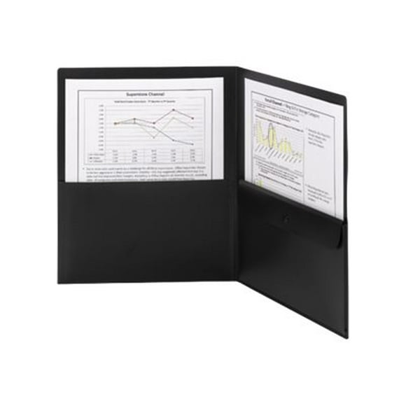 Smead - Pocket folder - 3 compartments - for Letter - capacity: 100 sheets - black (pack of 5)