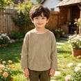 thumbnail image 6 of WAVSUF Boys Cotton Tee Soft Comfort Lightweight Long Sleeve Crew Neck Fall Casual Comfort Undershirt Yellow 10-12, 6 of 9