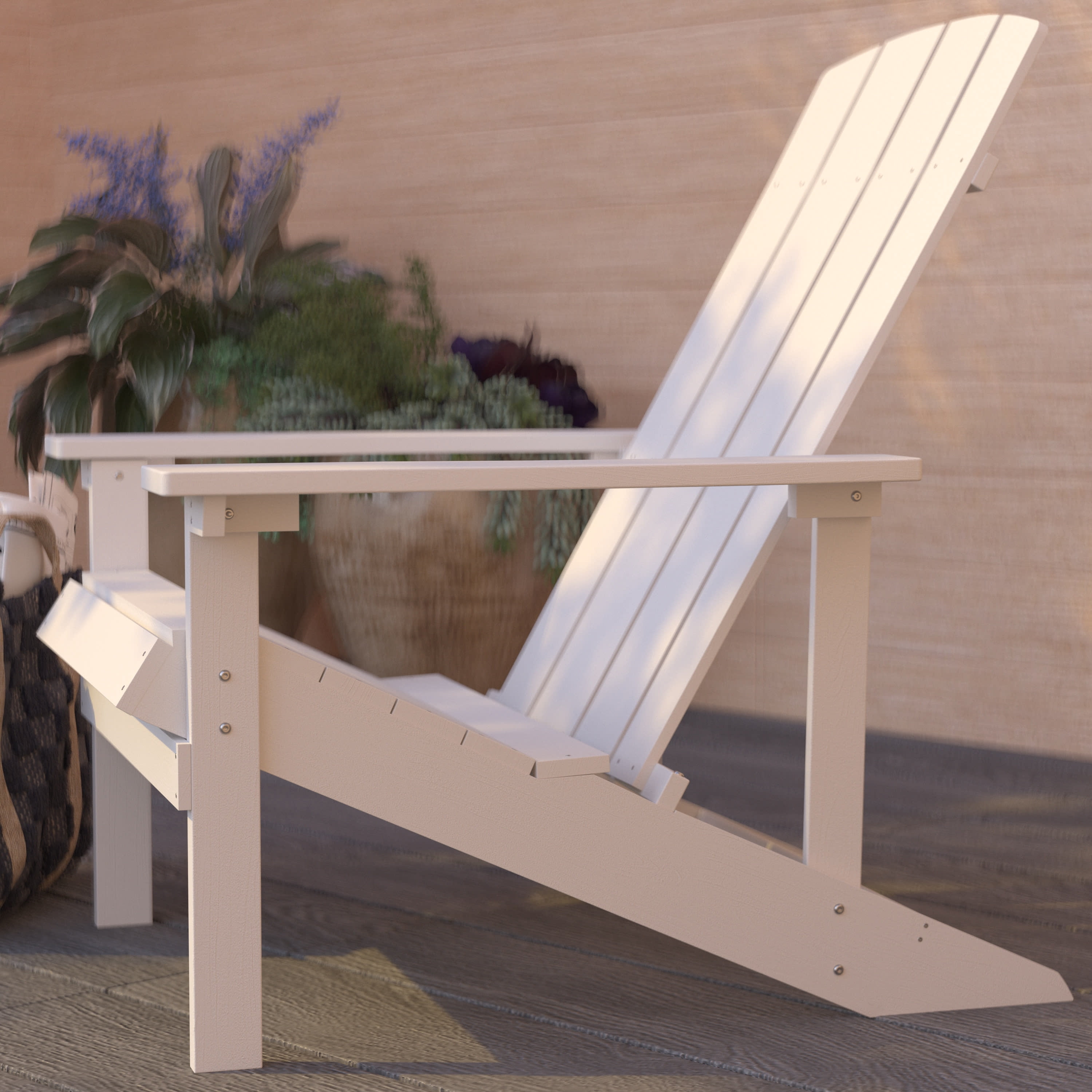 Merrick Lane All-Weather Poly Resin Wood Adirondack Chair in White