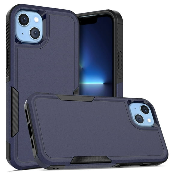 SaniMore for iPhone 14 Ultra-Thin Two-Layers Protection Case, Rugged PC Back & Flexible TPU Military Grade Shockproof Heavy Duty Protective Case for iPhone 14, Darkblue