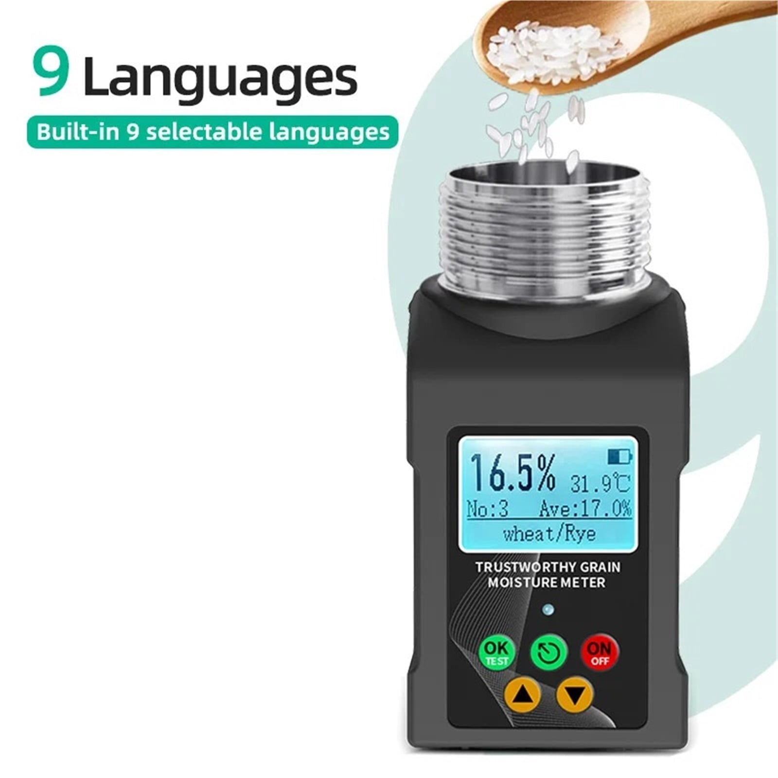 40 Kinds Grains Moisture Meter Wheat Grains Humidity Tester 9 Languages Corn Bean Peanut Seed Hygrometer Data ,Precision Tool