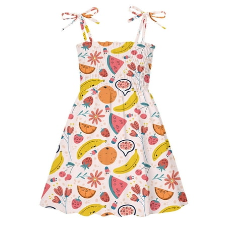 

LUOGENLI Girls Dresses Size 6X-7 Fancy Dress Toddler Girls Sleeveless Fruit Prints Dress Dance Party Dresses Clothes Girls Skirts Size 14-16 Blue Girls Dress Shoes Size 6 3-4 Years