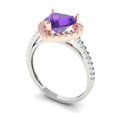 thumbnail image 2 of Clara Pucci 14K White/Rose Gold Solid Gold Amethyst Halo Anniversary Ring for Women - 2.285 cttw Heart Cut, 2 of 8