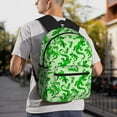thumbnail image 3 of Ratiio Green Lizard Print Casual Backpack for Men and Women, Water Resistant Oxford Fabric School Bag Lightweight Travel Daypack, 3 of 6