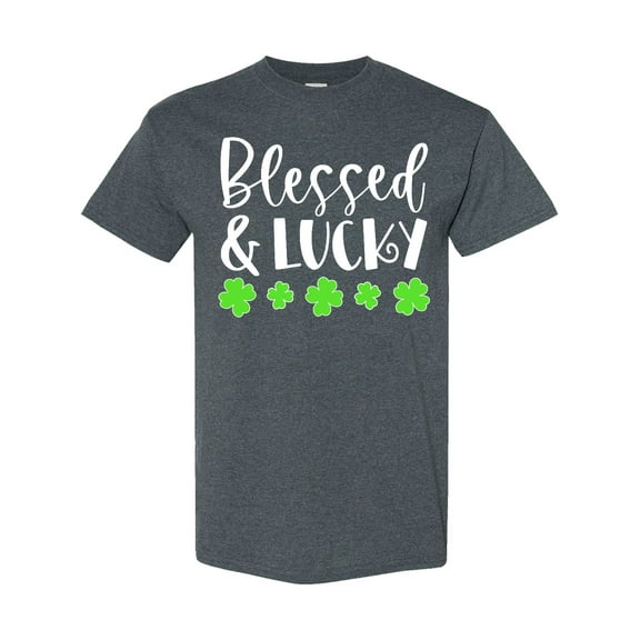 Inktastic Blessed and Lucky 4 Leaf Clovers St. Patrick's Day T-Shirt