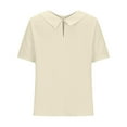 thumbnail image 6 of Timegard Cotton Linen Tops for Women Lapel Neck Loose Solid Color Blouse Casual Short Sleeve Tops Summer, 6 of 6