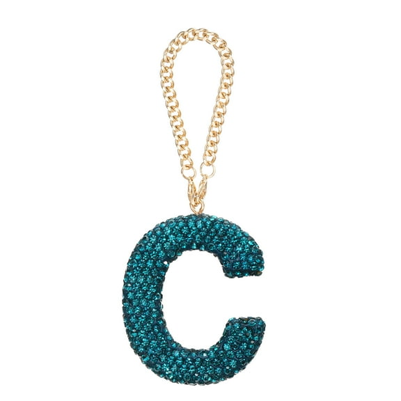 Uxcell Bling Car Letter Charm, Initial C Letter Rear View Mirror Decoration, Lake Blue