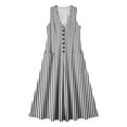 thumbnail image 7 of asdoklhq 4x Summer Dresses Women's Button Linen Loose Pocket Sleeveless Printed Long Dress Black 2X, 7 of 7