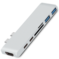 thumbnail image 1 of 7 en 1 Multifuncional Dual Head Type-C Hub - Plata Xemadio 2033628-2, 1 of 9