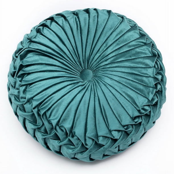 Cojín de sofá de terciopelo holandés de color sólido de lujo ligero con forma de calabaza, cosido a mano, cojín de cintura para silla con forma de rueda