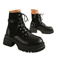 thumbnail image 3 of Women's Ankle Boots Print Sole Lace Up Booties Fashion Punk Rock Style Low Heel Footwear for Casual Outings, 3 of 9